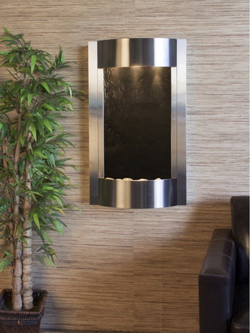 Wall Fountain - Serene Waters - Black FeatherStone - Stainless Steel - swa2011