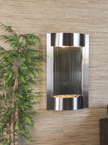Wall Fountain - Serene Waters - Silver Mirror - Stainless Steel - swa20401