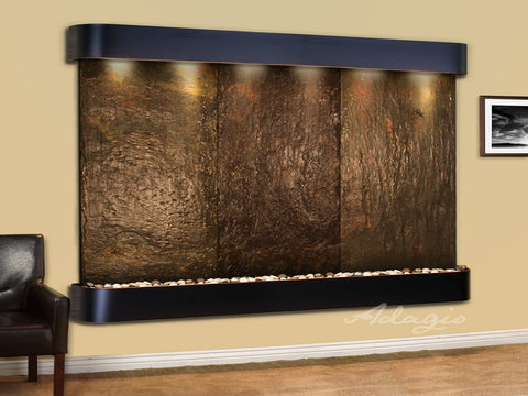 Wall Fountain - Solitude River - Multi-Color Slate - Blackened Copper - Rounded - srr1504a