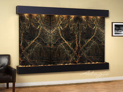 Wall Fountain - Solitude River - Rainforest Green Marble - Blackened Copper - Squared - srs15052