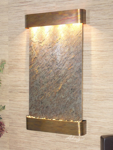 Wall Fountain - Summit Falls - Green FeatherStone - Rustic Copper - Rounded - sfr1012
