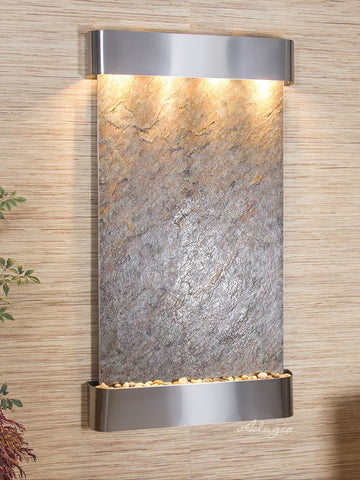 Wall Fountain - Summit Falls - Green FeatherStone - Stainless Steel - Rounded sfr2012_edited