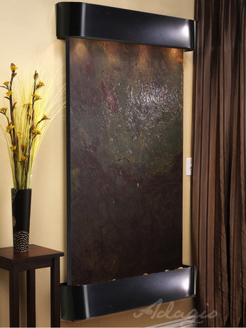 Wall Fountain - Summit Falls - Multi-Color FeatherStone - Blackened Copper - Rounded - sfr1514_1