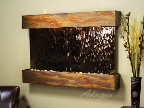 Wall Fountain - Sunrise Springs - Bronze Mirror - Rustic Copper - Squared - sss1041