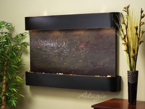 Wall Fountain - Sunrise Springs - Multi-Color FeatherStone - Blackened Copper - Rounded - ssr1514