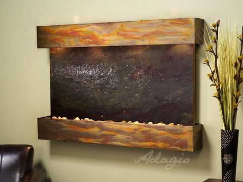 Wall Fountain - Sunrise Springs - Multi-Color FeatherStone - Rustic Copper - Squared - sss1014