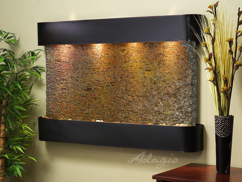 Wall Fountain - Sunrise Springs - Multi-Color Slate - Blackened Copper - Rounded - ssr1504
