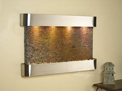 Wall Fountain - Sunrise Springs - Multi-Color Slate - Stainless Steel - Rounded - ssr2004