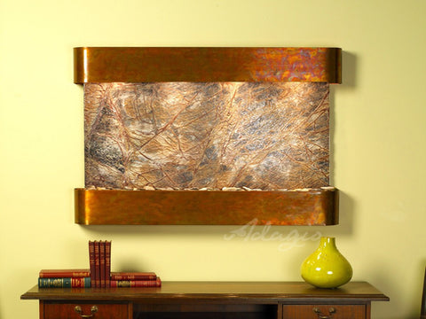 Wall Fountain - Sunrise Springs - Rainforest Brown Marble - Rustic Copper - Rounded - ssr1006