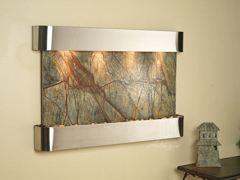 Wall Fountain - Sunrise Springs - Rainforest Brown Marble - Stainless Steel - Rounded - ssr2006