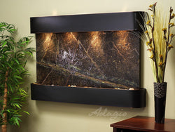 Wall Fountain - Sunrise Springs - Rainforest Green Marble - Blackened Copper - Rounded - ssr1505