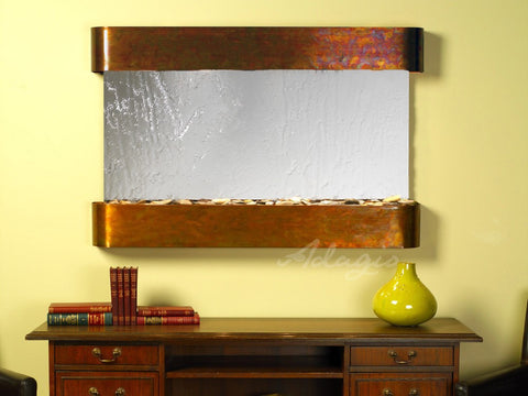 Wall Fountain - Sunrise Springs - Silver Mirror - Rustic Copper - Rounded - ssr1040