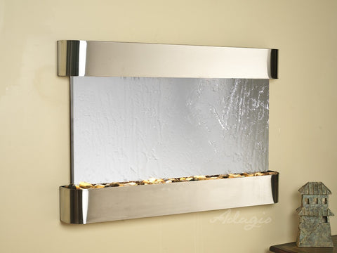 Wall Fountain - Sunrise Springs - Silver Mirror - Stainless Steel - Rounded - ssr2040