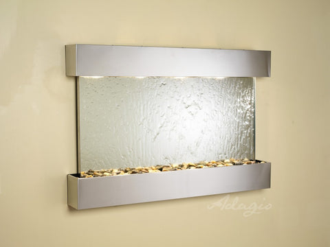 Wall Fountain - Sunrise Springs - Silver Mirror - Stainless Steel - Squared - sss2040