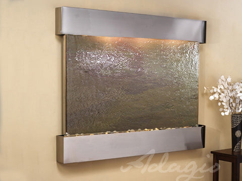 Wall Fountain - Teton Falls - Multi-Color FeatherStone - Stainless Steel - Squared - tfs2014