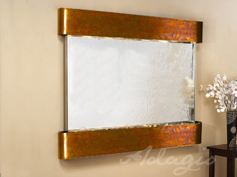 Wall Fountain - Teton Falls - Silver Mirror - Rustic Copper - Rounded - tfr1040