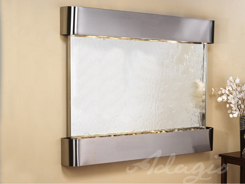Wall Fountain - Teton Falls - Silver Mirror - Stainless Steel - Rounded - tfr2040