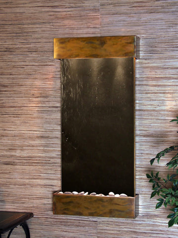 Wall Fountain - Whispering Creek - Black FeatherStone - Rustic Copper - wcs1011