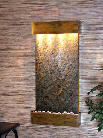 Wall Fountain - Whispering Creek - Green FeatherStone - Rustic Copper - wcs1012