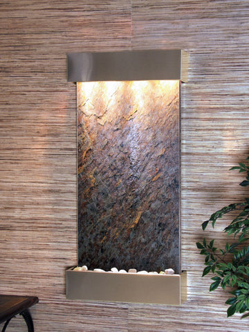 Wall  Fountain - Whispering Creek - Green FeatherStone - Stainless Steel - wcs2012