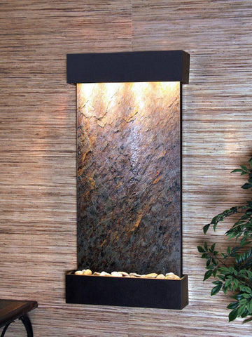 Wall Fountain - Whispering Creek - Green FeatherStone - Textured Black - wcs1712