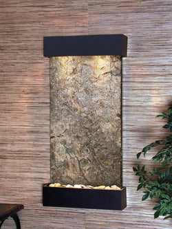 Wall Fountain - Whispering Creek - Green Slate - Textured Black - wcs1702