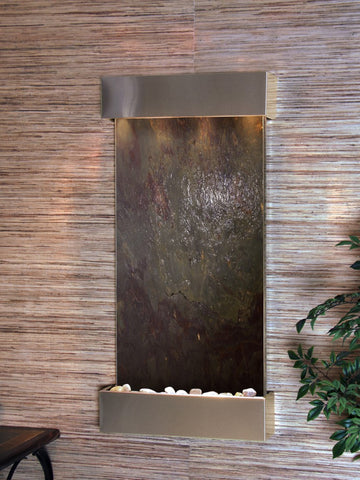 Wall Fountain - Whispering Creek - Multi-Color FeatherStone - Stainless Steel - wcs2014