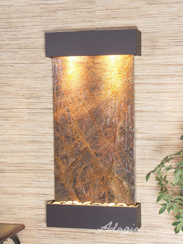 Wall Fountain - Whispering Creek - Rainforest Brown Marble - Antique Bronze - wcs3506