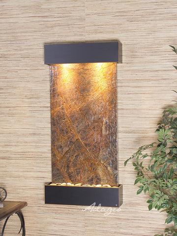 Wall Fountain - Whispering Creek - Rainforest Brown Marble - Blackened Copper - wcs1506