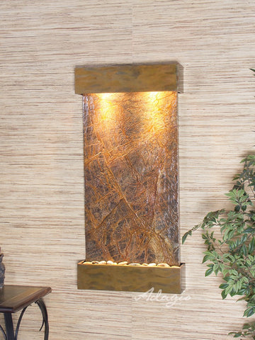 Wall Fountain - Whispering Creek - Rainforest Brown Marble - Rustic Copper - wcs1006