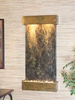 Wall Fountain - Whispering Creek - Rainforest Green Marble - Rustic Copper- wcs1005