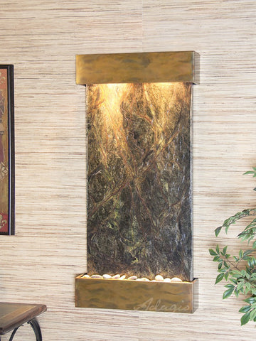Wall Fountain - Whispering Creek - Rainforest Green Marble - Rustic Copper- wcs1005