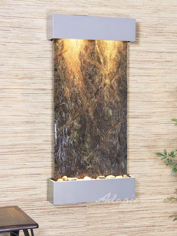 Wall Fountain - Whispering Creek - Rainforest Green Marble - Silver Metallic - wcs4505