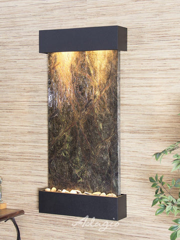 Wall Fountain - Whispering Creek - Rainforest Green Marble - Textured Black - wcs1705