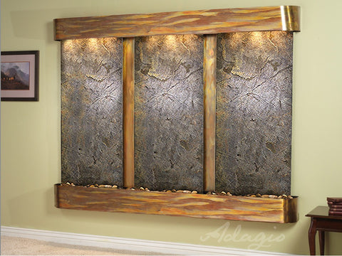 Wall Fountain Deep Creek - Green FeatherStone - Rustic Copper - Rounded  - dcr1012_1