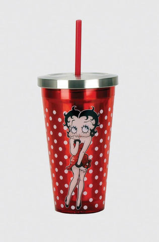 Betty Boop Stainless Steel Cup W/Straw