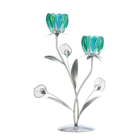 Double Peacock Bloom Candle Holder