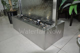 78" Brushed Stainless Steel Glass Waterwall - Ripple Glass - BSRG78FF