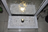 6 Foot Tall | Metal Floor Fountain | White Powder Coated Frame With Mirror Glass - WPCMG72FF