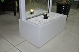 6 Foot Tall | Metal Floor Fountain | White Powder Coated Frame With Mirror Glass - WPCMG72FF