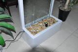 7.5 Feet Indoor Floor Fountain Powder Coated White Trim Bamboo Pattern Glass - PCWPG90FF