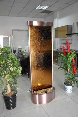 7.5 Foot Tall | Metal Floor Fountain | Rose Gold