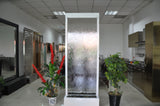 7.5 Feet Indoor Floor Fountain Powder Coated White Trim Bamboo Pattern Glass - PCWCG90FF