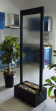 6 Foot Tall | Metal Floor Fountain | Black Powder Coated Clear Glass