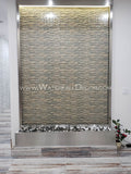 6x9 Brushed Stainless Steel Water Wall - Clear Tempered Glass - Rear Mounted