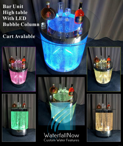 LED Bubble Column Mini Table - Wheeled - bwcc704s
