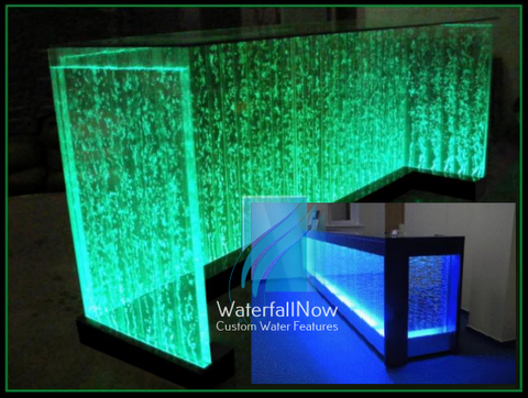 LED Bubble Wall Reception Desk - Tempered Glass Counter -  rbwa2100b