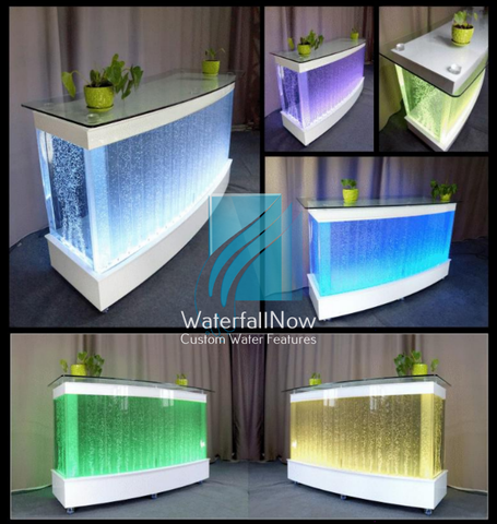 LED Curved Acrylic Bubble Reception Counter - Wheeled - rbwa2110w
