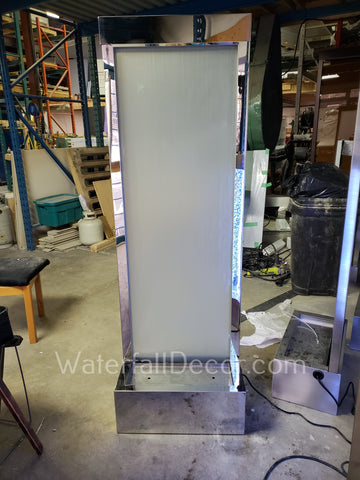 Mirror Frame - Frosted Glass Free Standing Water Wall 6ft tall x 2 ft wide