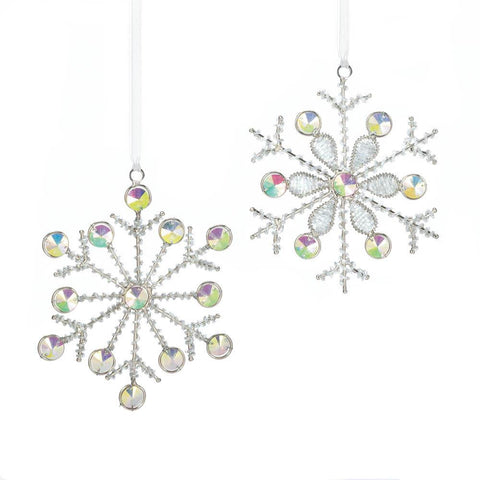 Silver Snowflake Ornaments Duo